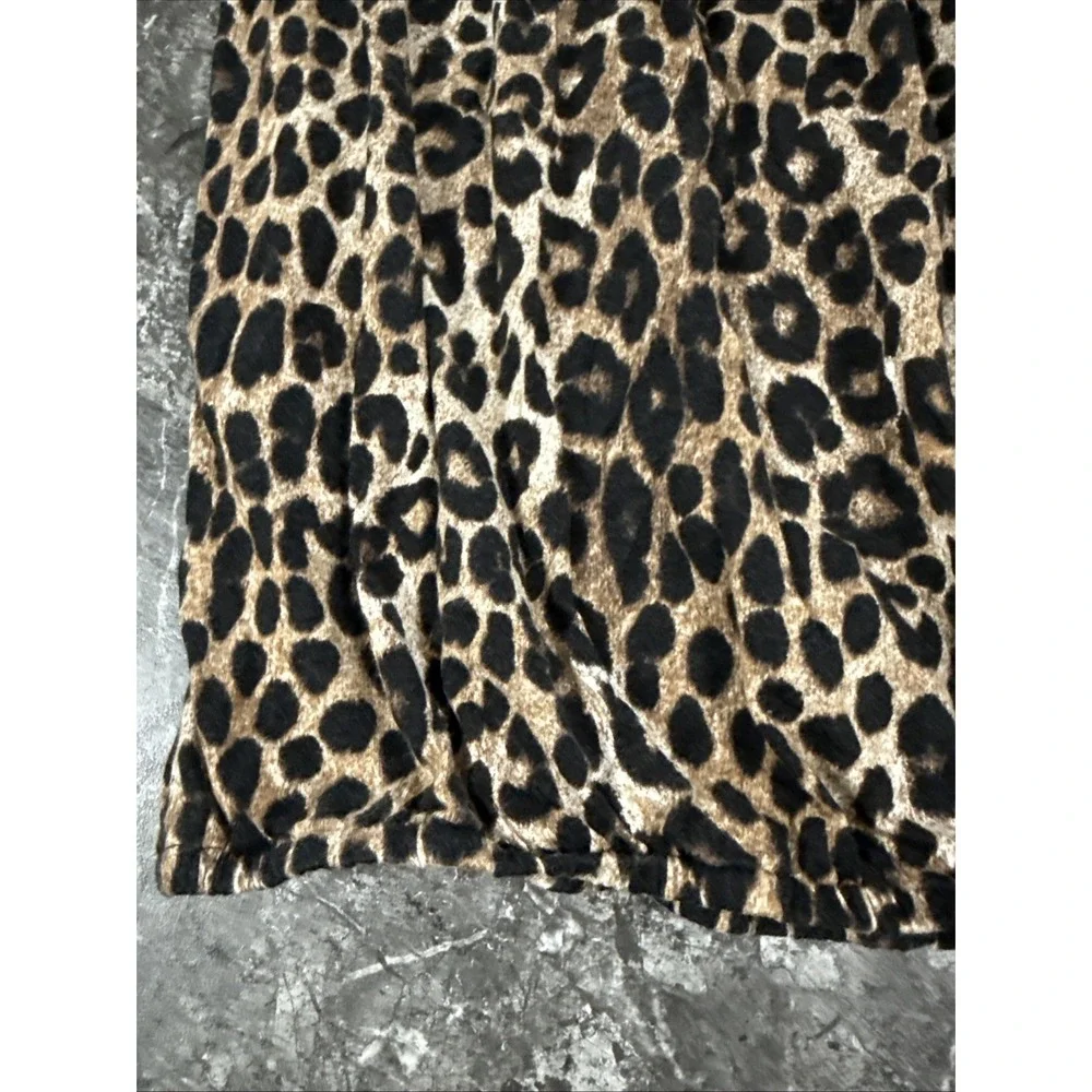 Michael Kors Womens Leopard Print Round Neck Elastic Waist Cotton Modal‎ Sz 1X